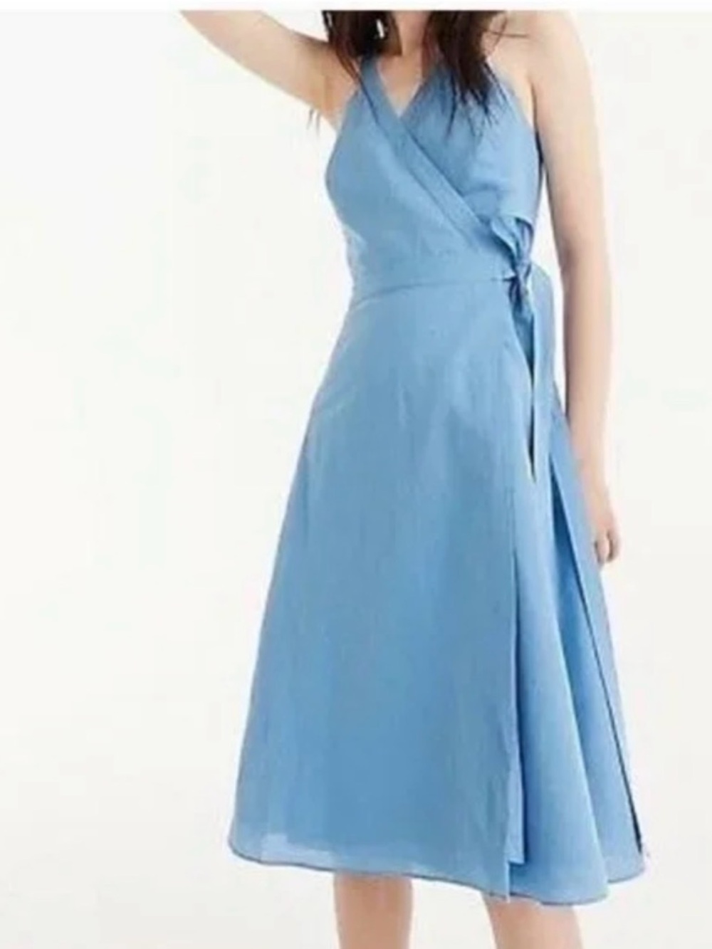 J. Crew Blue Wrap Halter Midi Dress